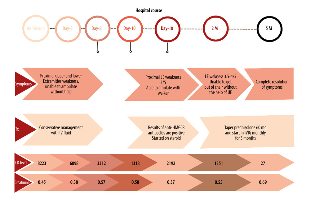 Event series of symptoms, lab data, and treatment plans. (Figure created using Canva.com).