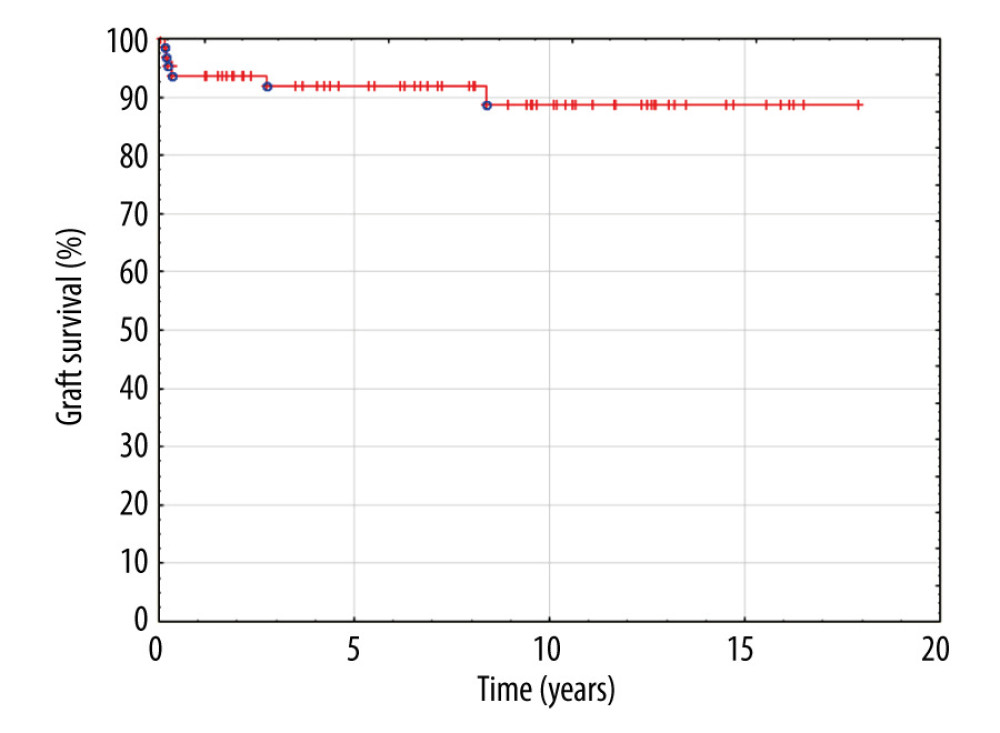 Kaplan-Meier graft survival curve.