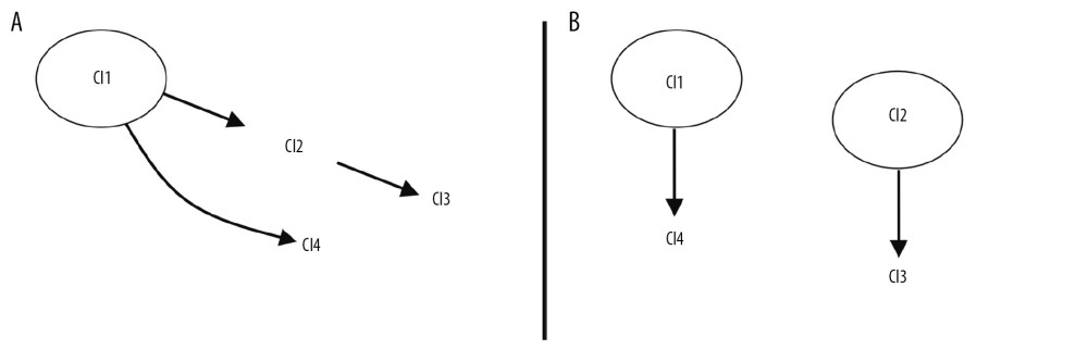 Scenarios suggesting that (A) physical frailty precedes cognitive decline and (B) cognitive frailty develops as a unique disorder.