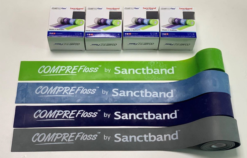 Four different intensities of floss bands (COMPRE Floss band, 2 m (L) × 5 cm (W); Sanctband, Malaysia).