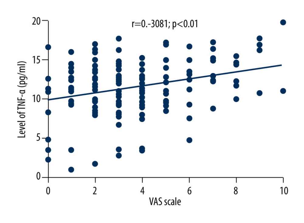 Correlation between VAS score and age in patients with herpes zoster.