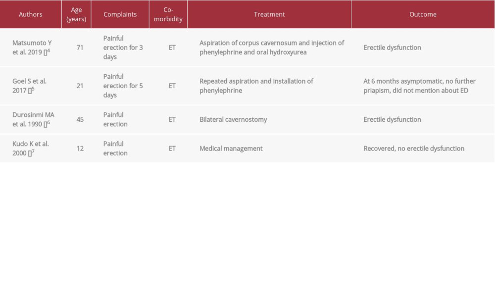 Review of similar cases reported in the literature.