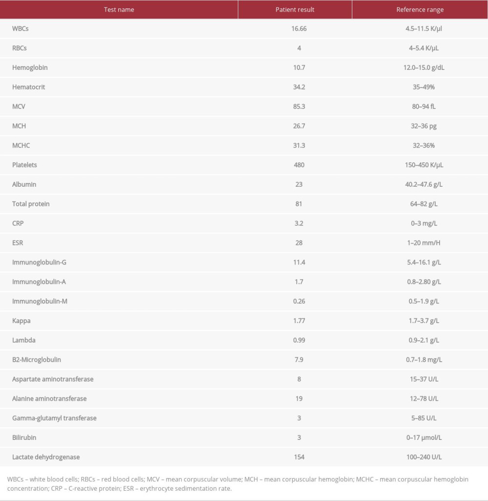 Laboratory investigations at the time of initial diagnosis.