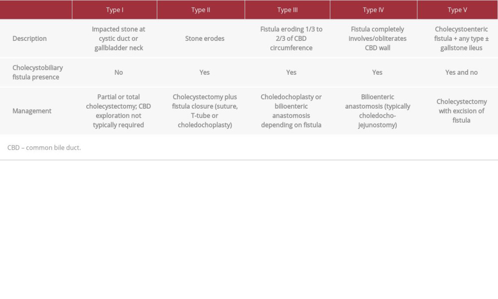 Classification, descriptions and management of Mirizzi syndrome subtypes.