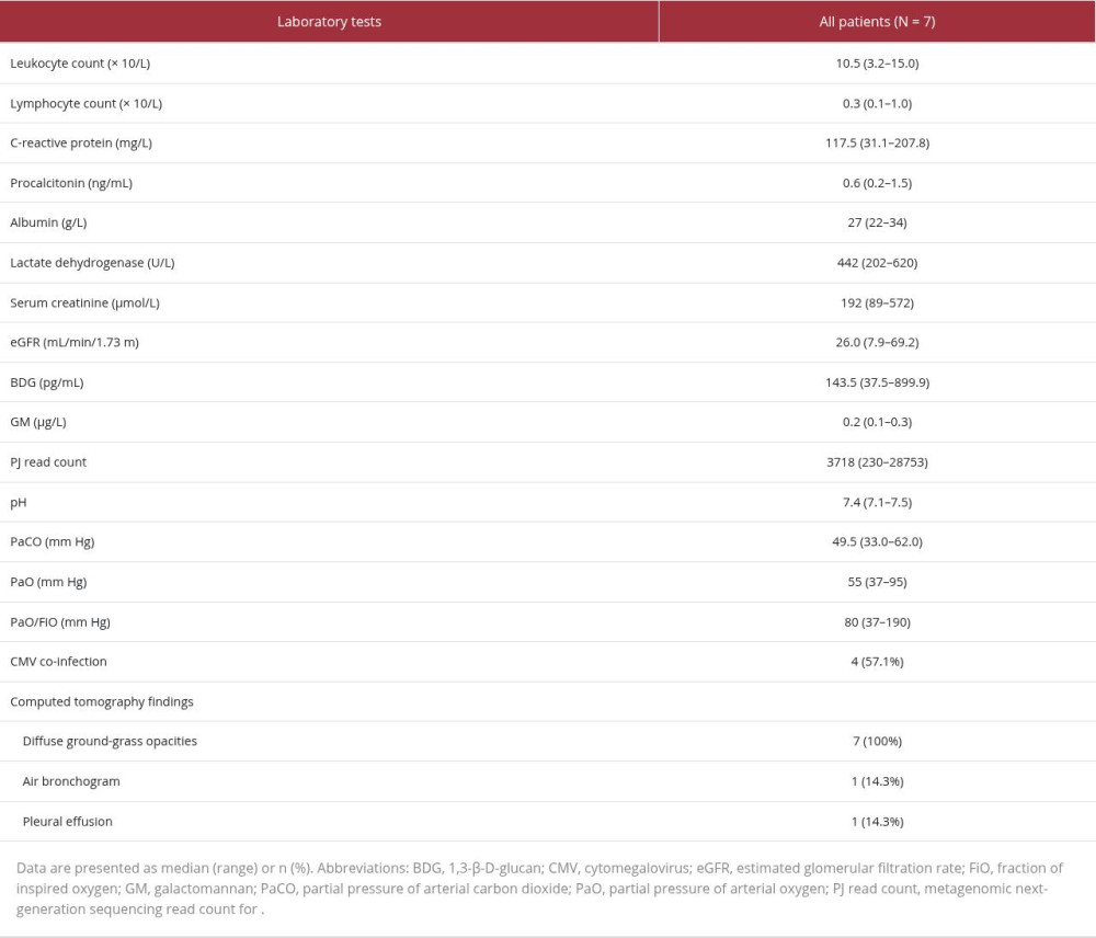 Laboratory findings at intensive care unit admission and imaging characteristics.